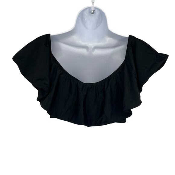Ruffle Bandeau Bikini Swimsuit Top in Black Size XS - Picture 4 of 5